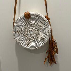 Rattan Bags for Women - Handmade Wicker Woven Purse Handbag Circle Boho Bag